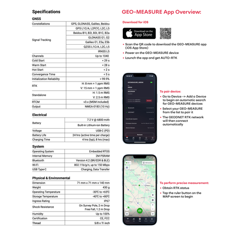 GEO‑MEASURE: Handheld GNSS RTK Receiver (Free Pelican Box with First 100 Orders)